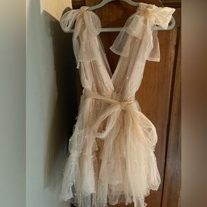 Mabel tulle and pearl accent party dress - champagne nude color New never worn